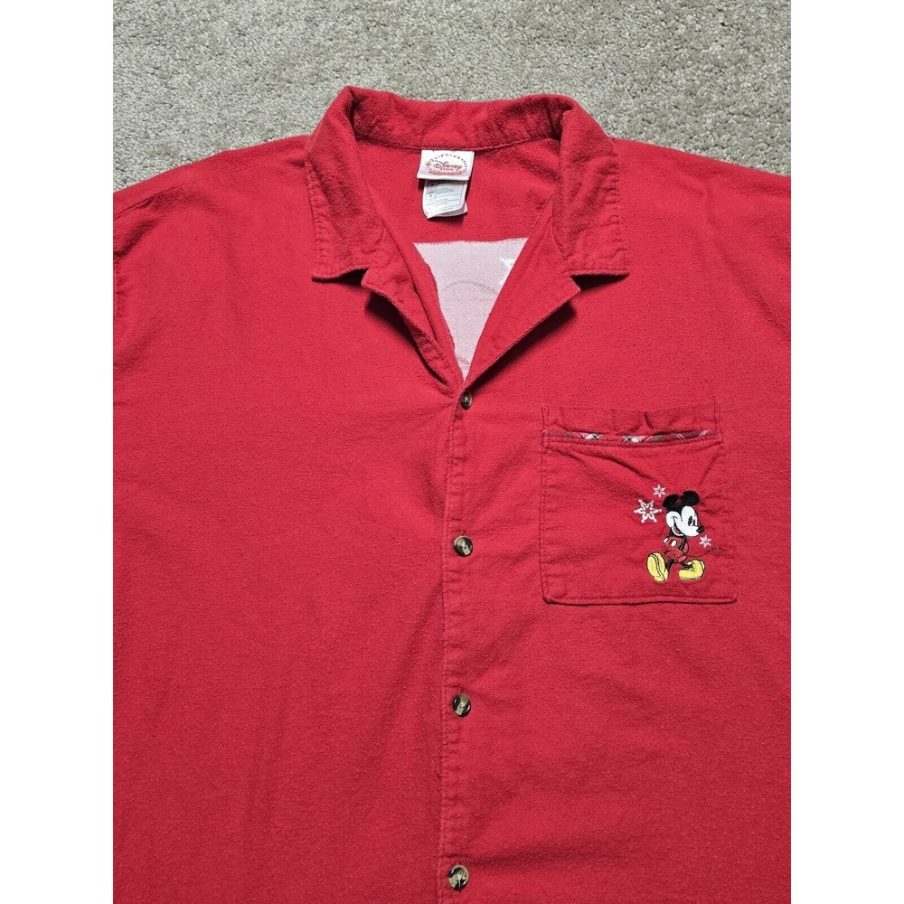 Vintage Mickey & Co. Size L Red Disney Mickey Mouse Button Up Pajama‎ Shirt Top - Picture 8 of 16